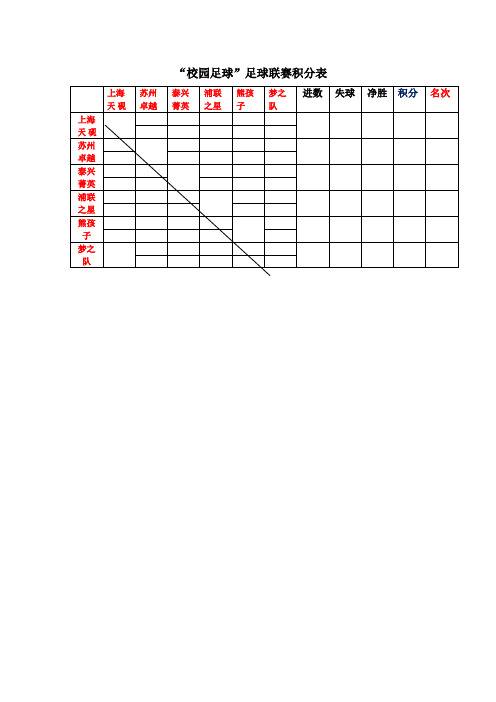 校园足球积分表