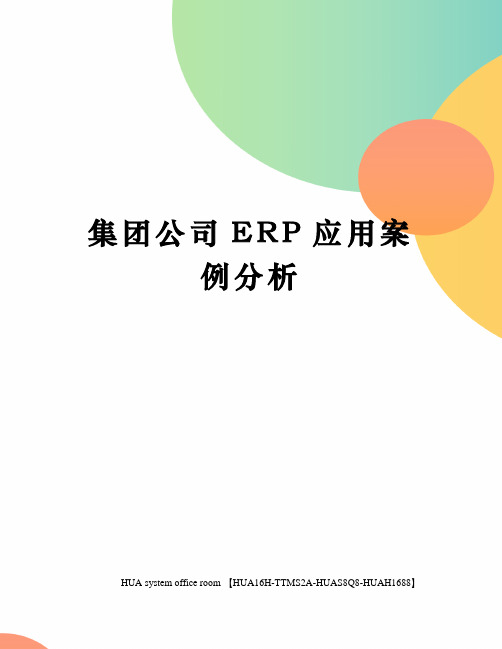 集团公司ERP应用案例分析定稿版