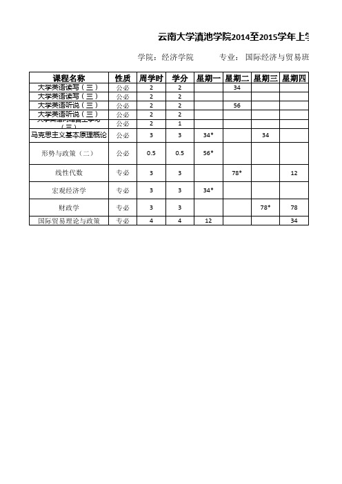 国贸课程表