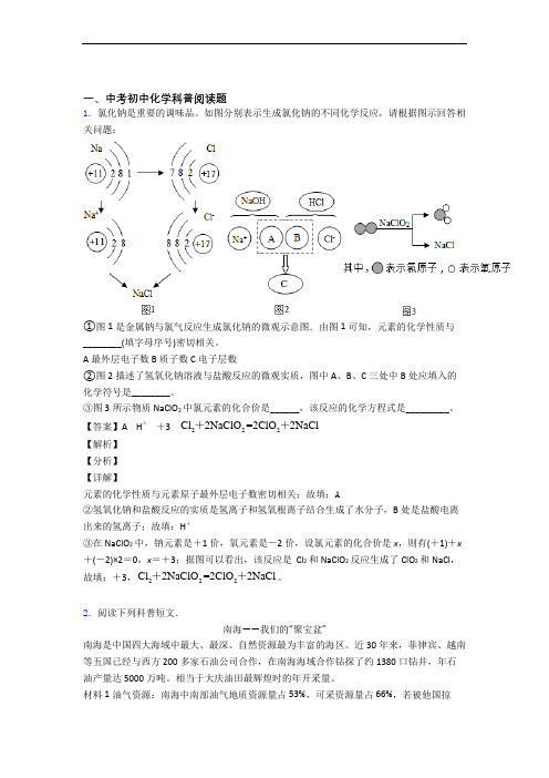 中考化学 科普阅读题综合试题及详细答案