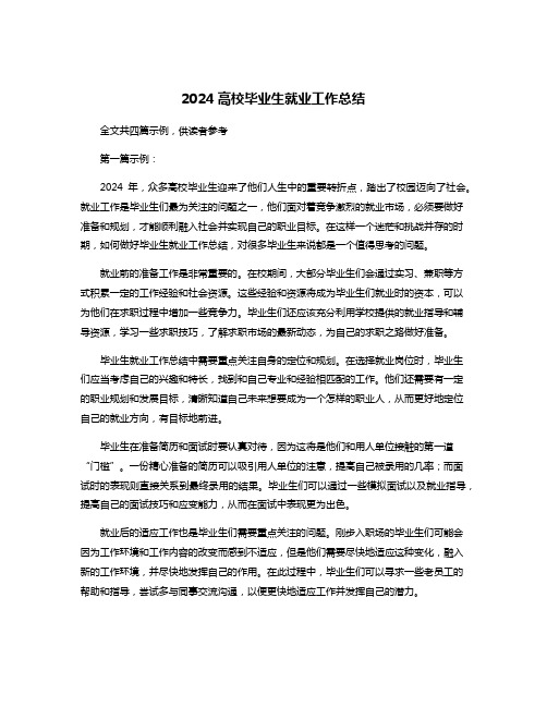 2024高校毕业生就业工作总结