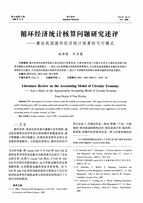 循环经济统计核算问题研究述评——兼论我国循环经济统计核算的可行模式