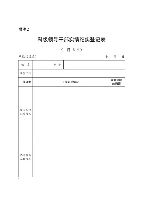 科级领导干部实绩纪实登记表