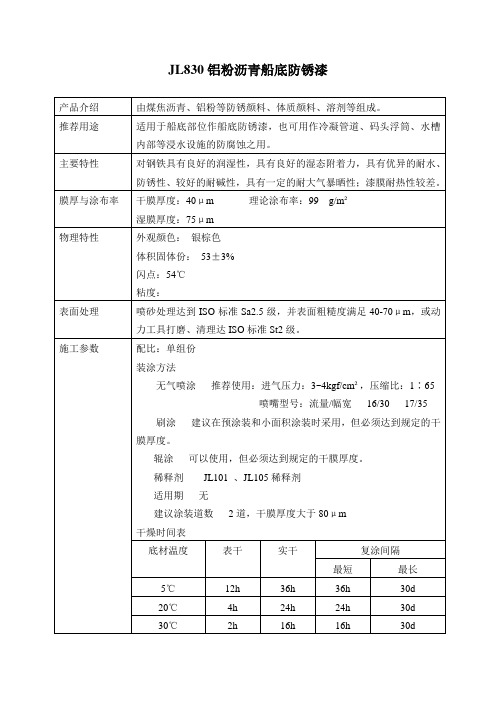 JL830铝粉沥青船底防锈漆