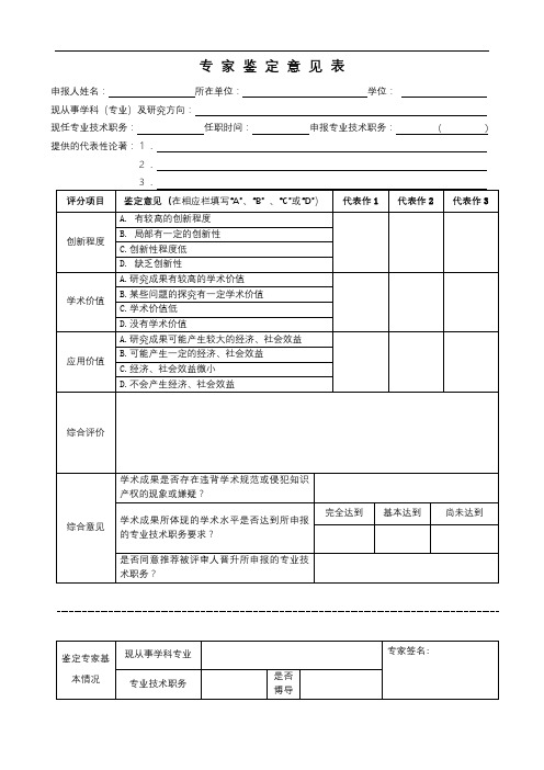 专家鉴定意见表(2)【模板】