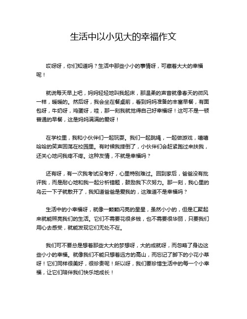 生活中以小见大的幸福作文