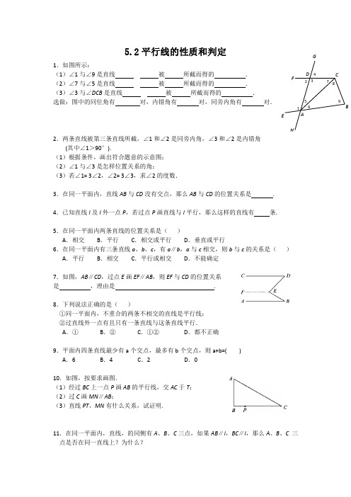 5.2平行线的性质和判定