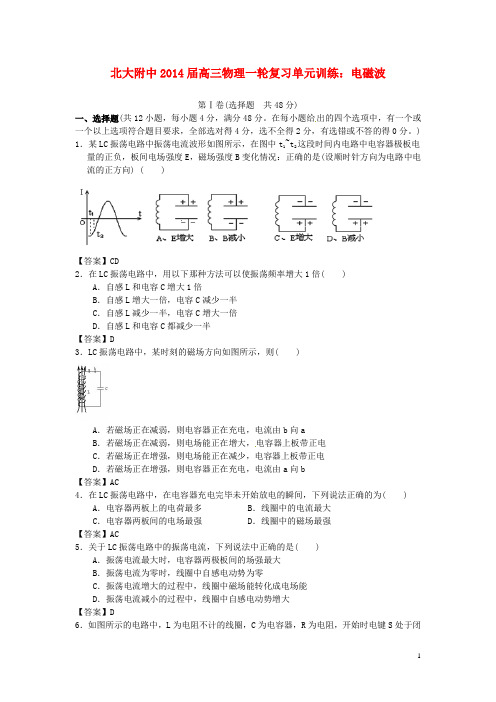 北京市北京大学附属中学高三物理一轮复习专题训练电磁波