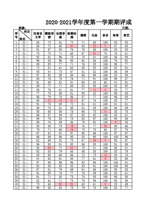 学生成绩统计表(带格式)