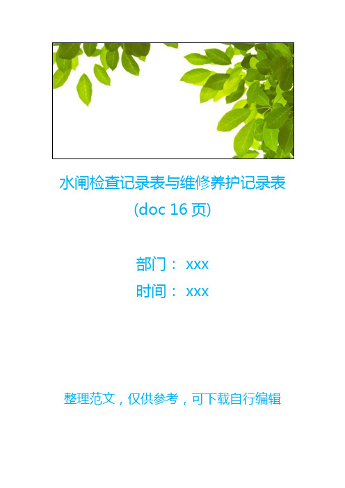 水闸检查记录表与维修养护记录表(doc 16页)