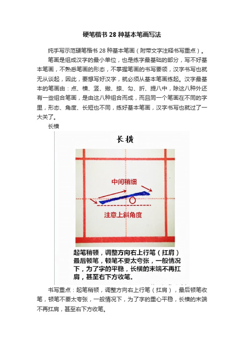 硬笔楷书28种基本笔画写法