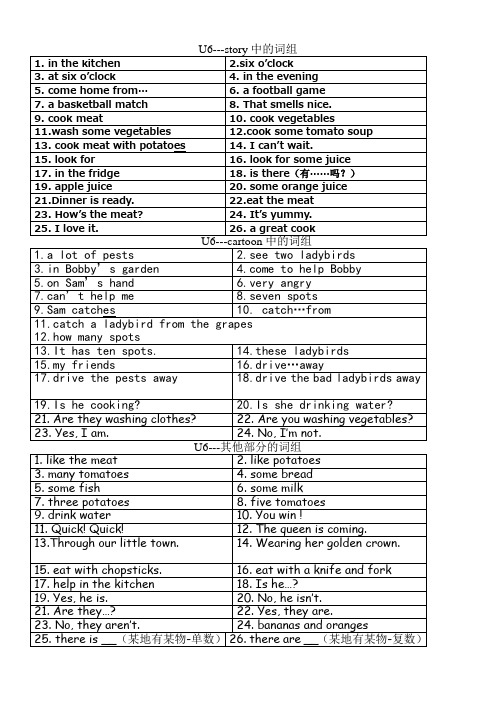U6词组卷答案