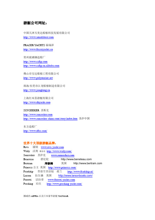 全球游艇公司及行业相关网址