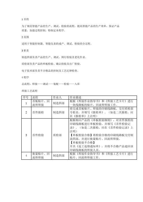 智能产品生产工艺流程