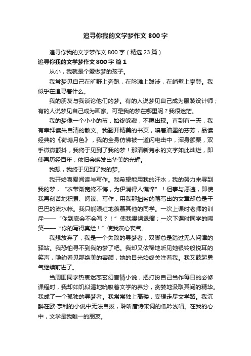 追寻你我的文学梦作文800字（精选23篇）