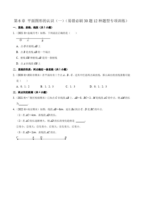 第6章平面图形的认识(一)(易错必刷30题12种题型专项训练)(原卷版)