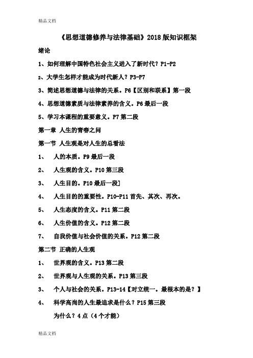 最新思想道德修养与法律基础【2018版复习提纲】资料