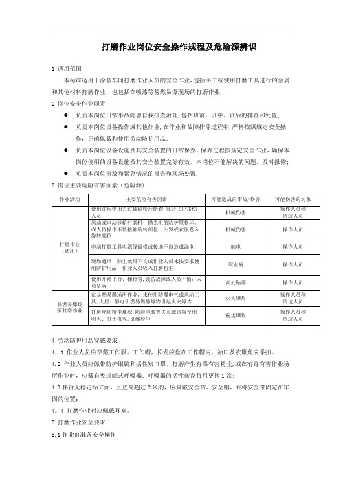 打磨作业岗位安全操作规程及危险源辨识【用心整理精品资料】