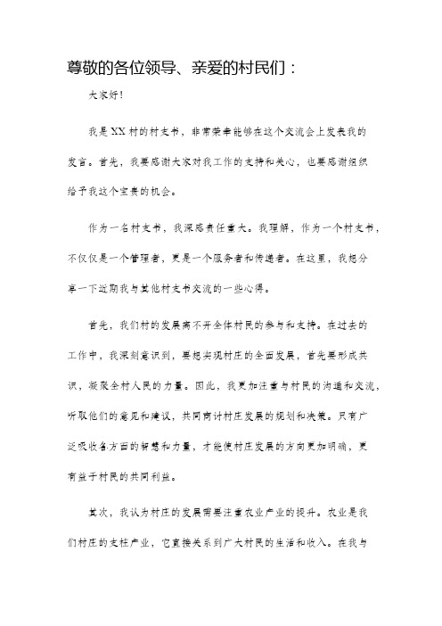 村支书交流发言稿