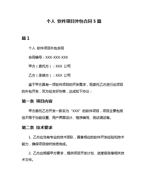 个人 软件项目外包合同5篇