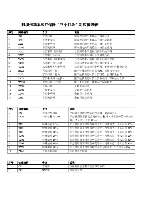 医保目录编码