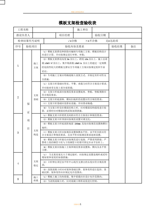 模板支架检查验收表