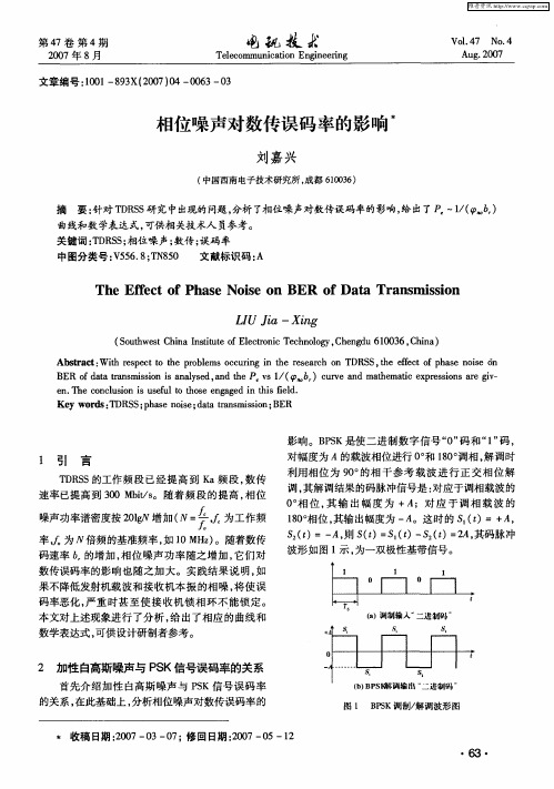 相位噪声对数传误码率的影响