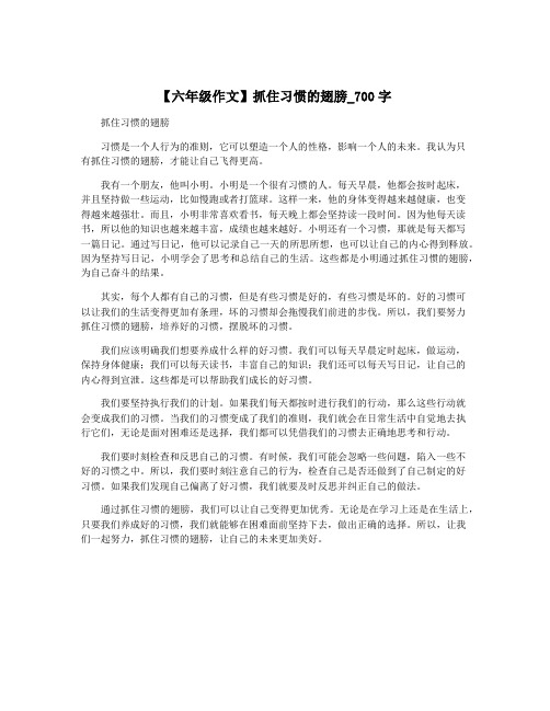 【六年级作文】抓住习惯的翅膀_700字