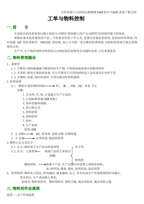 工厂生产工单与物料控制流程及说明