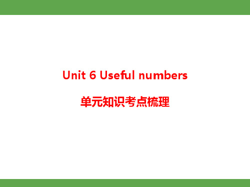 Unit 6 Useful numbers  单元知识考点梳理人教PEP版(2024)英语三年级上册