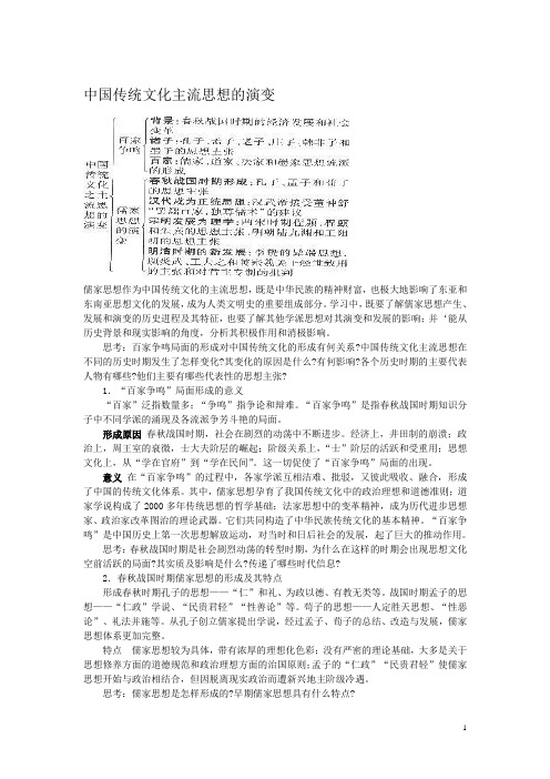 中国传统文化主流思想的演变