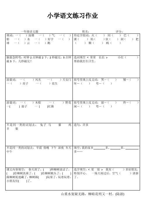 小学一年级语文每日一练I (9)