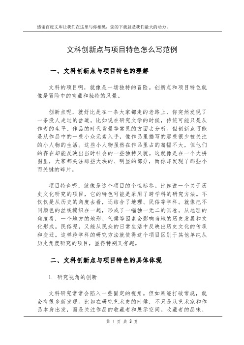 文科创新点与项目特色怎么写范例