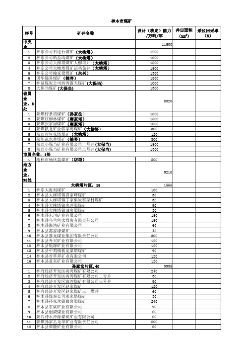 XXX沟煤矿面积回采率统计