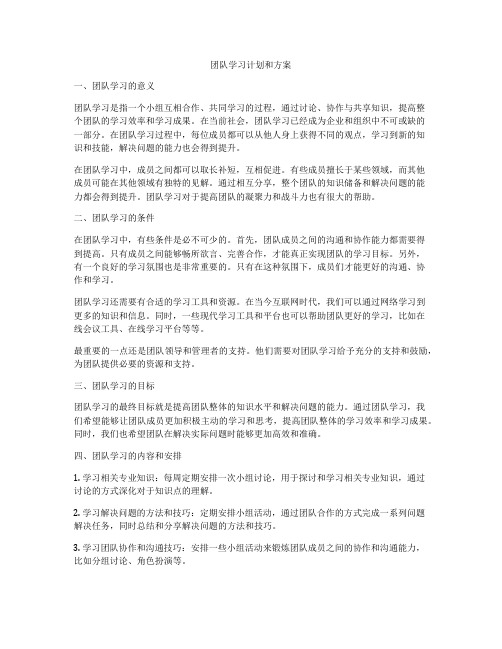 团队学习计划和方案