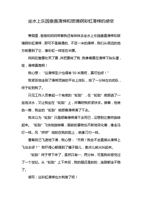 坐水上乐园垂直滑梯和玻璃钢彩虹滑梯的感受