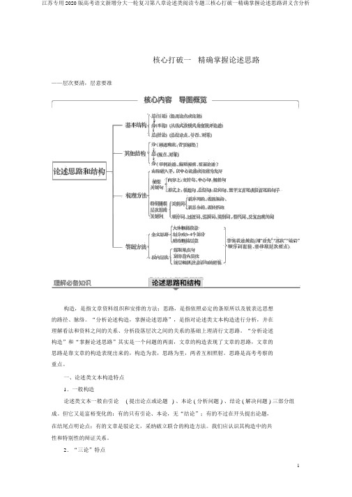 江苏专用2020版高考语文新增分大一轮复习第八章论述类阅读专题三核心突破一精准把握论述思路讲义含解析