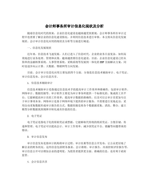 会计师事务所审计信息化现状及分析