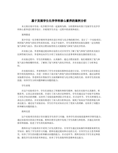 基于发展学生化学学科核心素养的案例分析