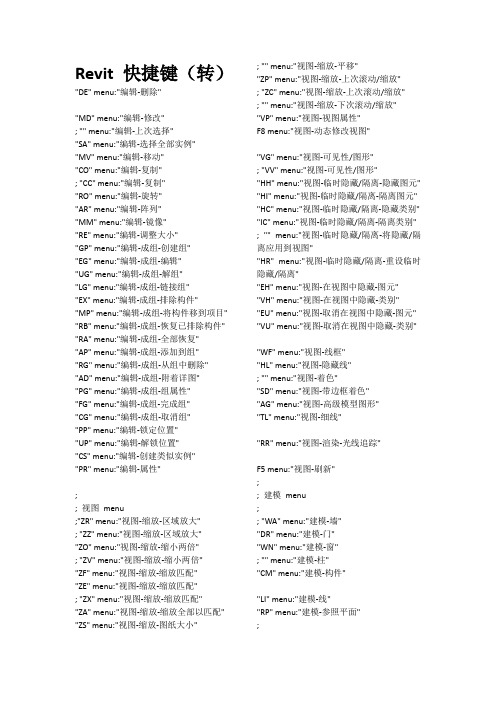 Revit 快捷键大全