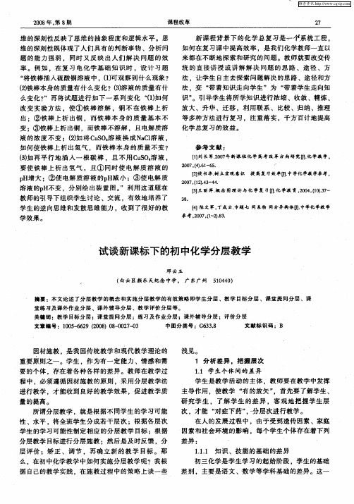 试谈新课标下的初中化学分层教学