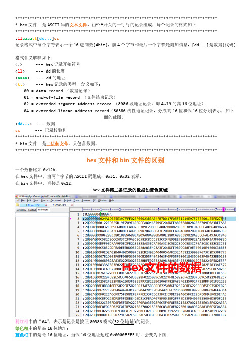 《hex文件(是文本文件)和bin文件(是二进制文件)的区别》