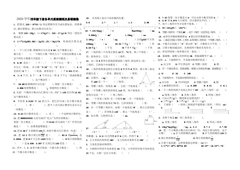 2020年最新人教版四年级下册各单元重要题型及易错题集