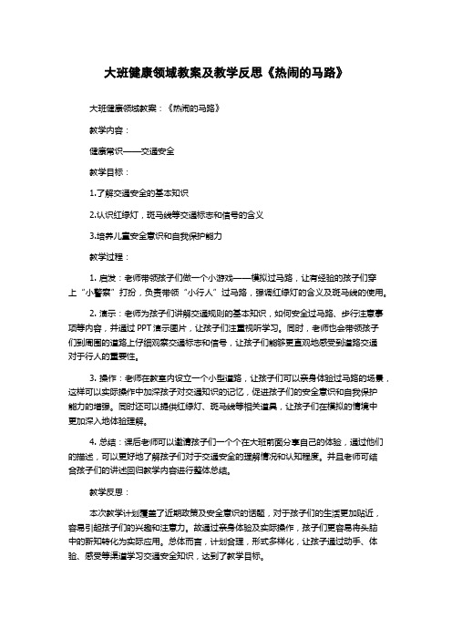 大班健康领域教案及教学反思《热闹的马路》