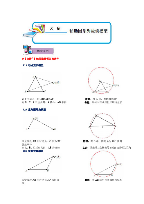 模型24 辅助圆系列最值模型(解析版)