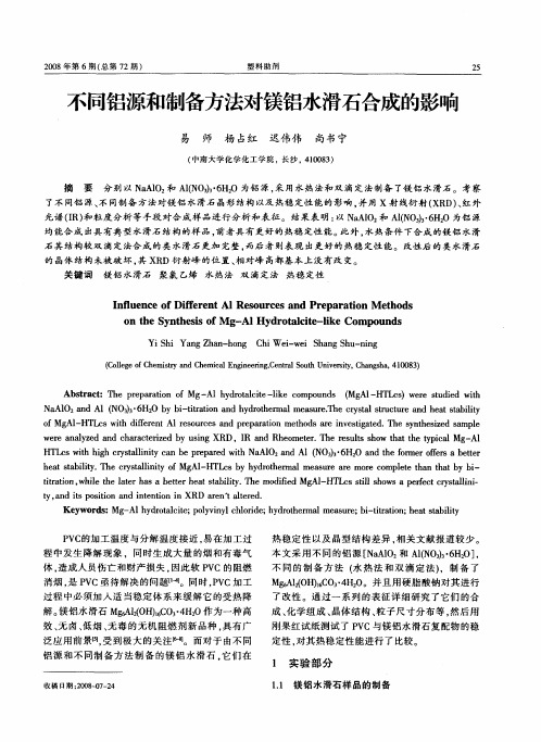 不同铝源和制备方法对镁铝水滑石合成的影响