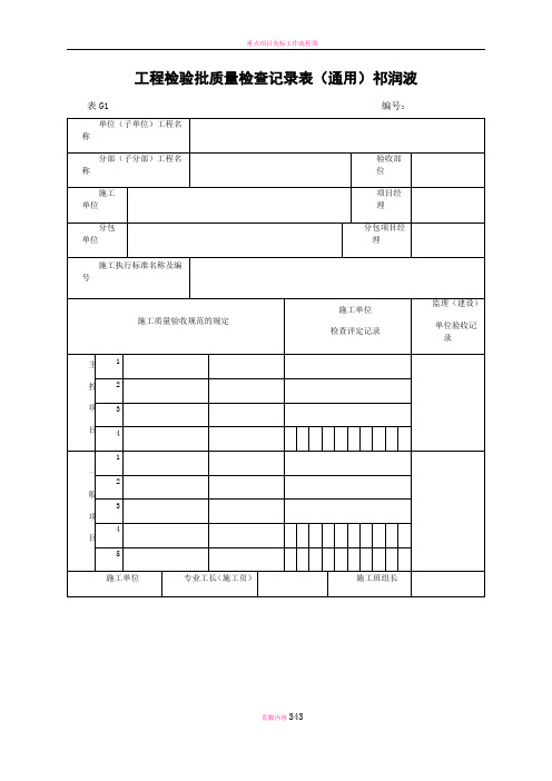 房建单位分部分项工程检验批质量检查记录表