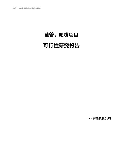 油管、喷嘴项目可行性研究报告