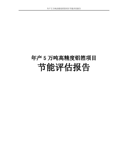 年产5万吨高精度铝箔项目节能评估报告