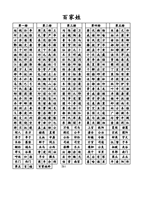 百家姓A4纸排版正宗已认证